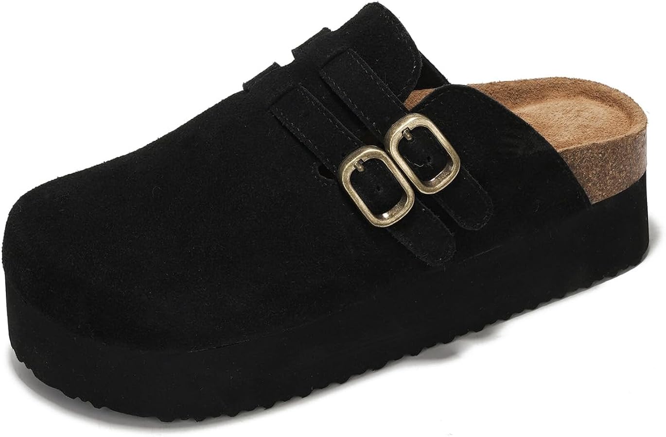 Project Cloud 100% Genuine Leather Clogs for Women - Wedge Womens Clogs Platform Slippers for Women - Memory Foam Womens Shoes - Mules for Women 2024 - Heeled Women's Mules & Clogs (Stephi)