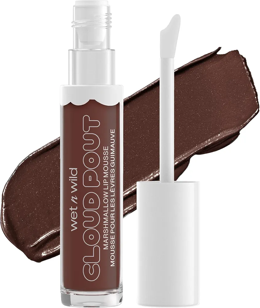 wet n wild Lip Cream Cloud Pout w/Marshmallow, Dark Brown Love You Smore | Argan Oil | Vitamin E | Marshmallow Flavored