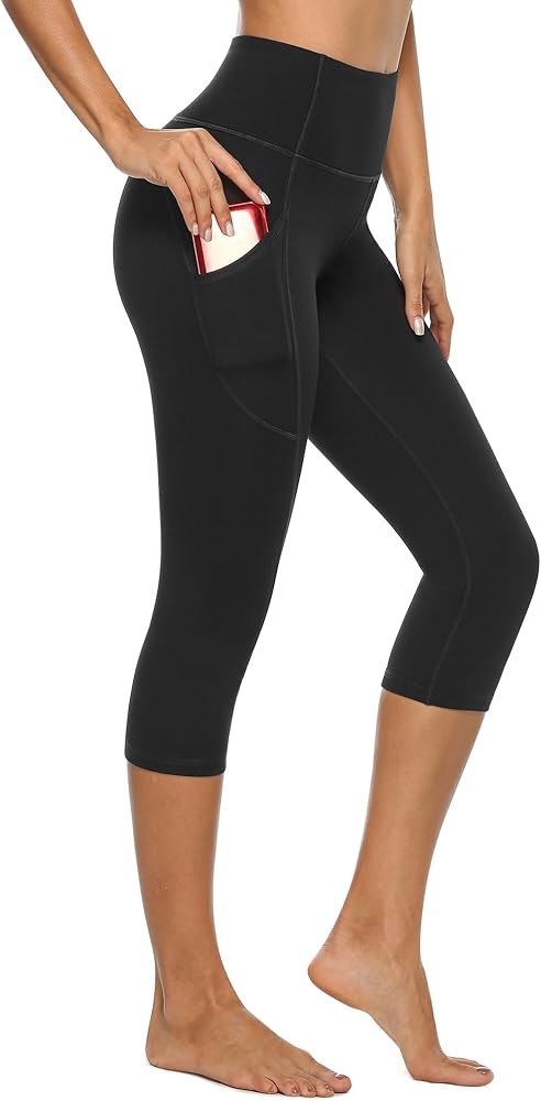 Stelle Women's Capri Yoga Pants with Pockets Essential High Waisted Legging for Workout