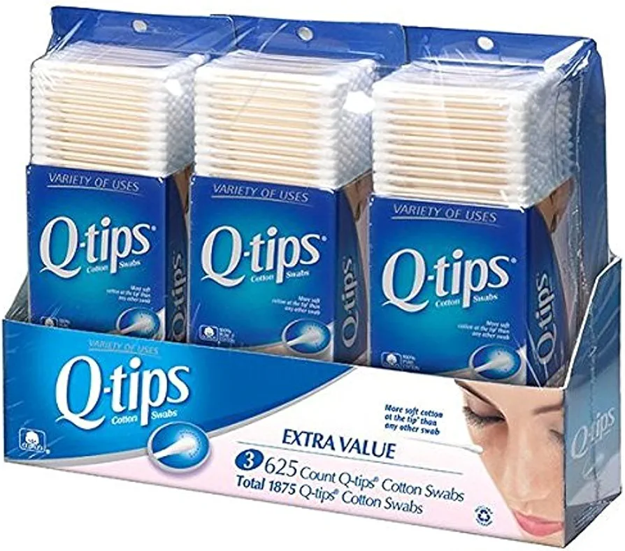 Q-Tips qtip, Cotton Swabs, 625 Count, Pack of 3