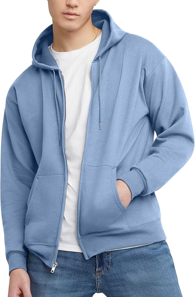 Hanes Men's Zip-Up Hoodie, EcoSmart Fleece Full-Zip Hoodie for Men, Hooded Sweatshirt