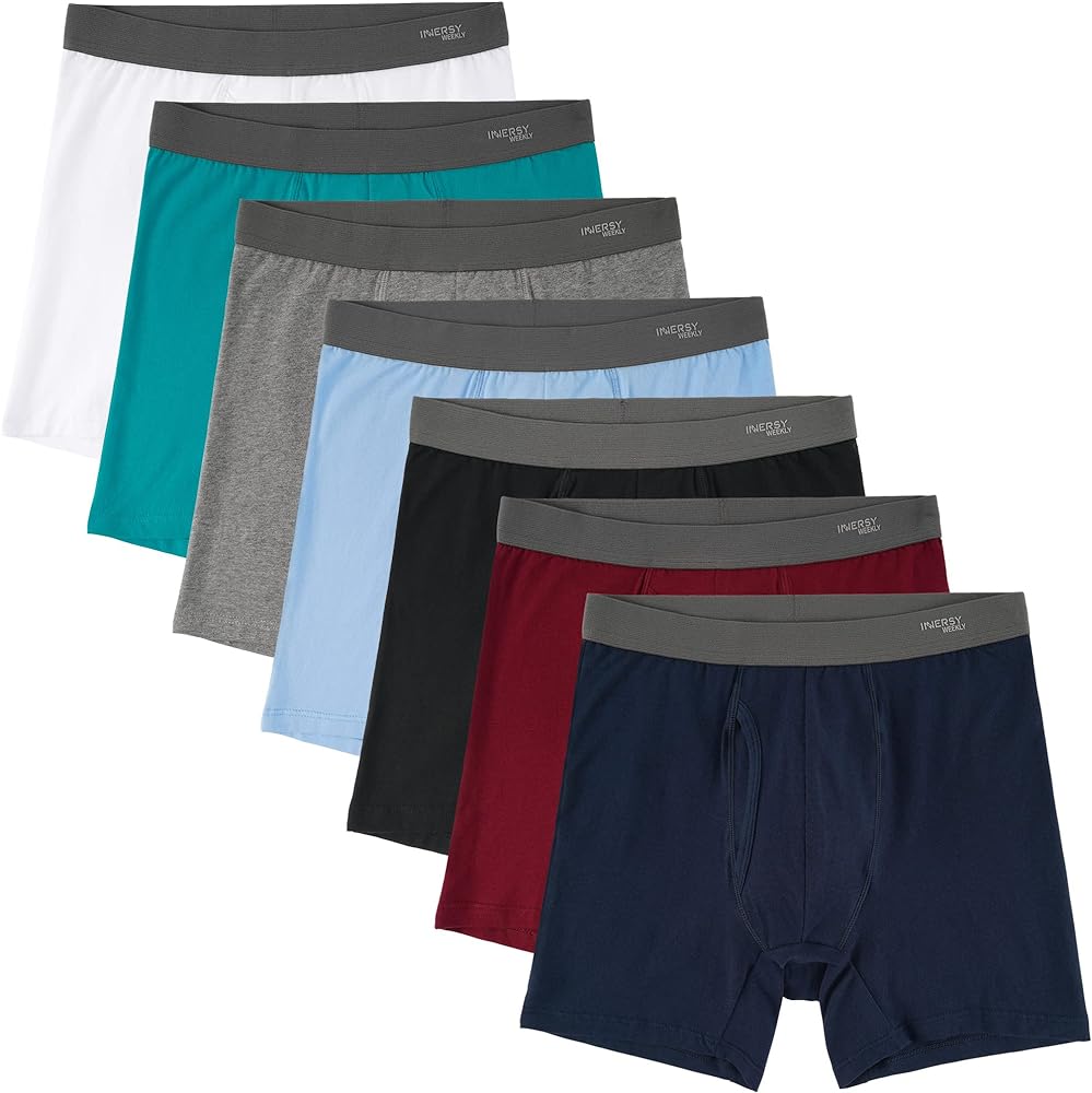 INNERSY Men's Boxer Briefs Cotton Stretchy Underwear 7 Pack for a Week