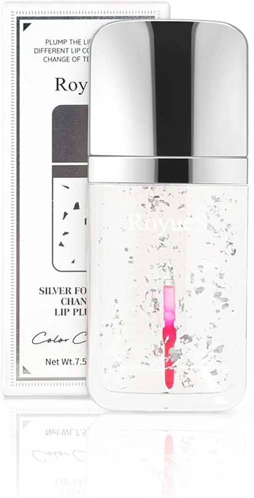 Color Changing Lip Gloss PH Tinted Lip Oil, Plumping Lip Oil, Silver Foil, Color Change Effect, Volumizes, Shine Finish, Moisturizing Lip Glow Oil for Lip Care and Dry Lips