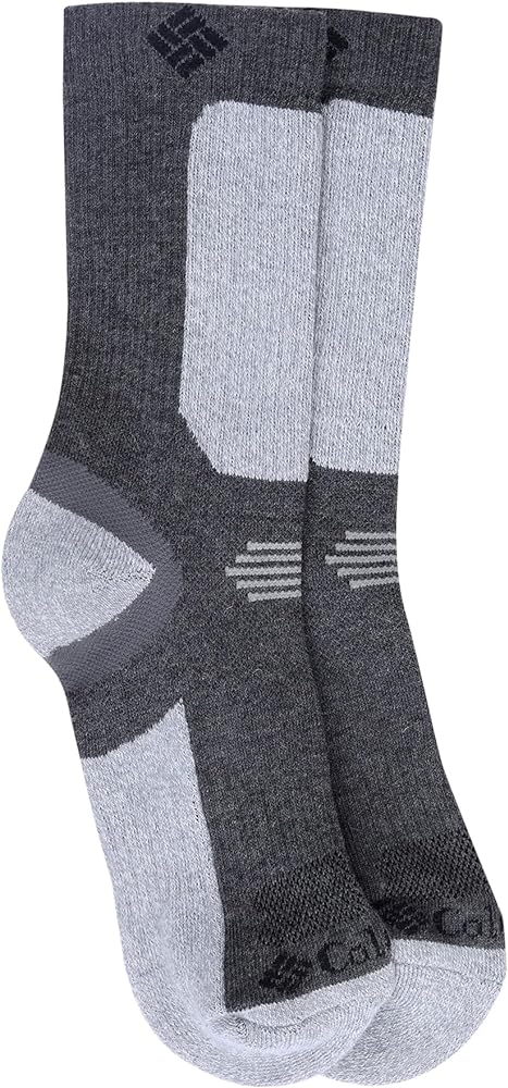 Columbia Unisex 1 Pack Lightweight Hiking Cropped Crew Socks, Charcoal, Shoe Size 6-12