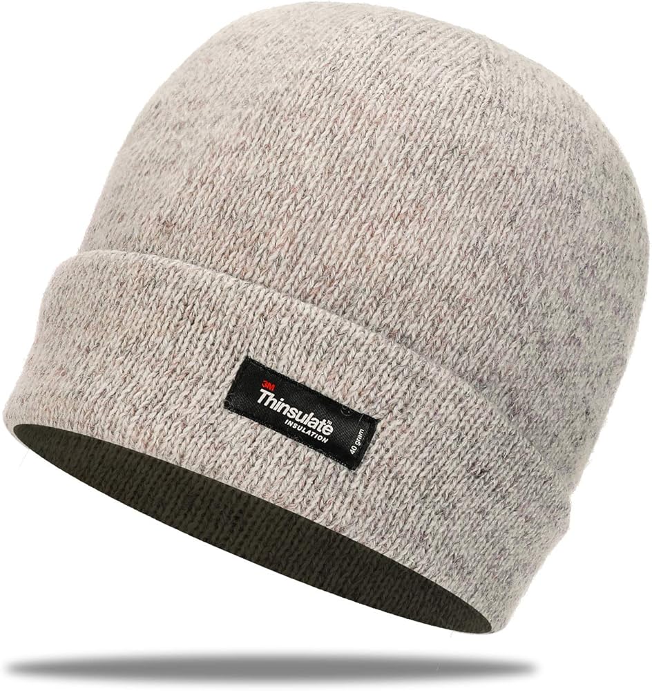 Thinsulate Warm Cuffed Beanie Thermal Insulation Thick Men Women Winter Hat Wool Acrylic Knit Soft Cold Wearther Cap One Size