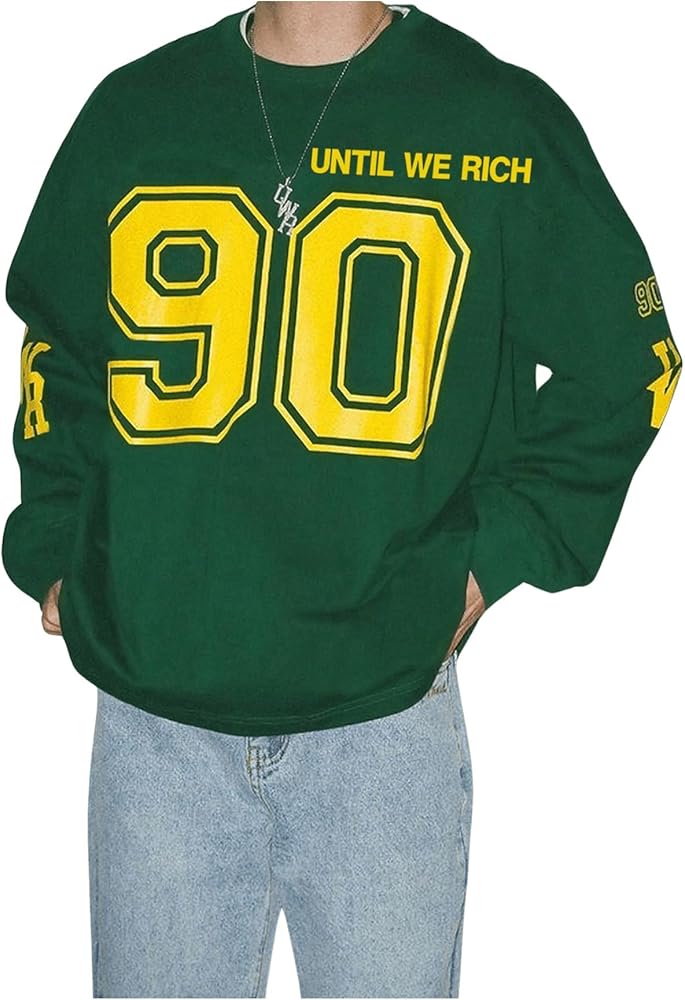 Verdusa Men's Drop Shoulder Letter Graphic Sweatshirts Casual Long Sleeve Pullover Tops