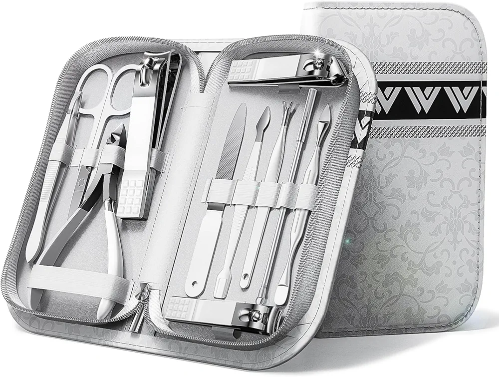 Nail Care Kit for Women – [Martensitic Stainless Steel Manicure Set] with Nail Clippers, Cuticle Trimmer, Tweezers, File, and Travel Case – Professional-Quality Tools for Home, Travel, or Gift