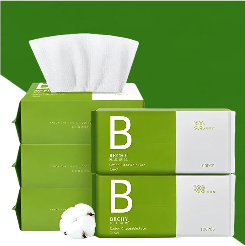Disposable Face Towelettes, Cotton Face Cloths for Washing Face, Biodegradable Face Drying Towels Tissue for Skin Care,Daily Clean,Dry Wipes and Facial Cleansing(About 200 Count) 2Pack