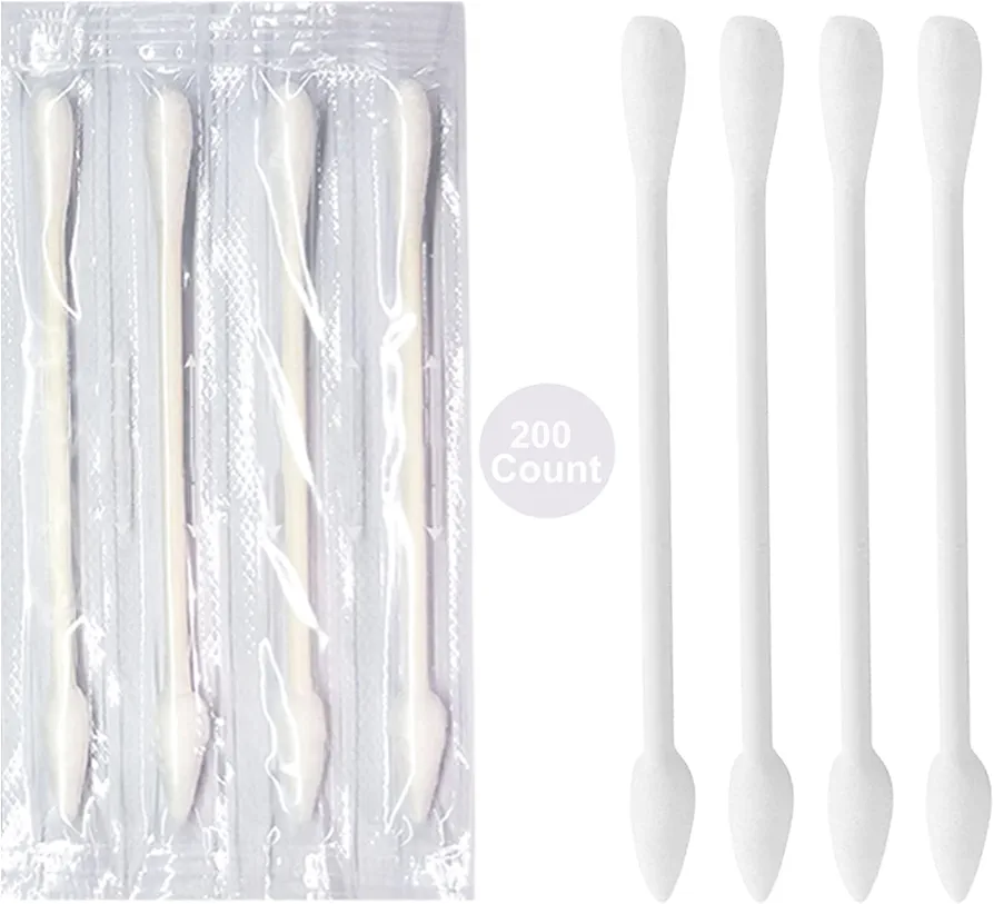 Individually Wrapped Cotton Swabs,Travel Cotton Swabs,Cotton Stick,Pointed Cotton Swab,Round Tip Cotton Swab,Individually Wrapped Double Tipped Cotton Swabs,for The Ear, Makeup, Clean(200 Count)