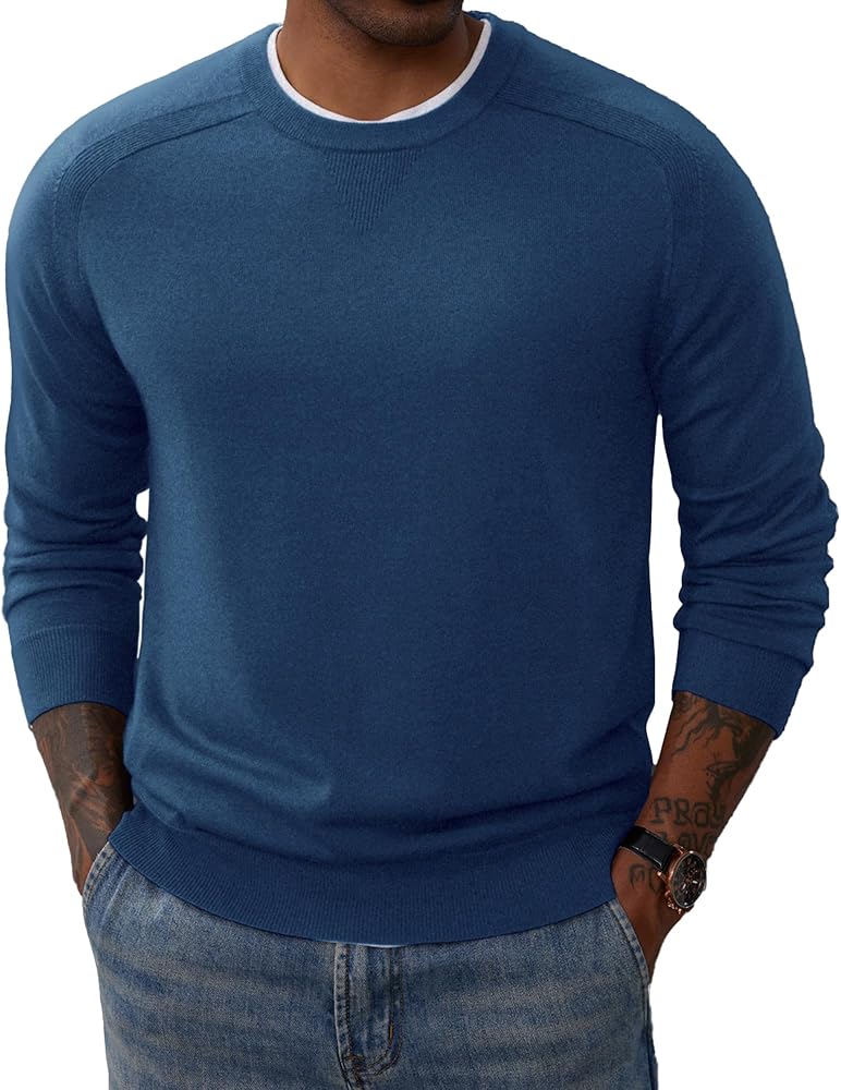 PJ PAUL JONES Men's Crewneck Sweaters Casual Crew Neck Sweatshirt Wool Blend Knit Pullovers