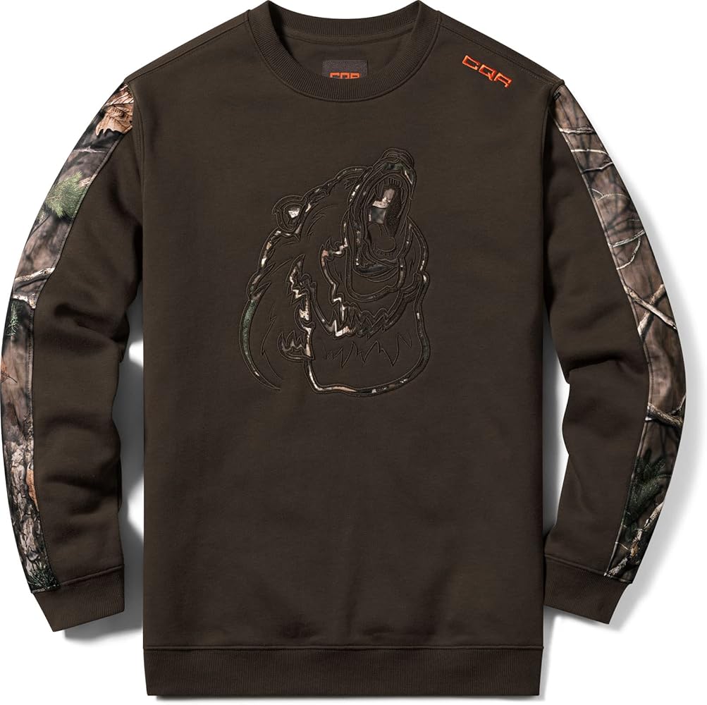 CQR Men's Fleece Crewneck Sweatshirt, Winter Outdoor Performance Pullover, Crew Fleece Lined Hunting Sweatshirts