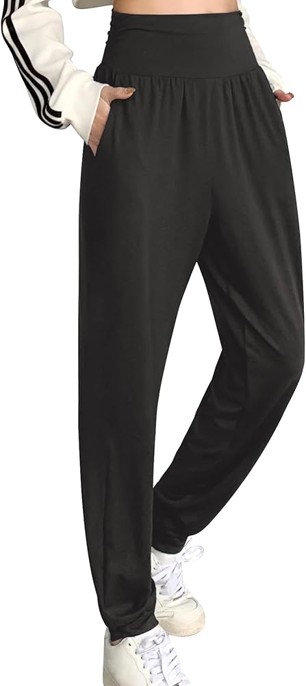 OLIKEME Womens Yoga Pants Loose Comfy Casual Lounge Pants Wide Leg Running Pants Lightweight Workout Pants with Pockets