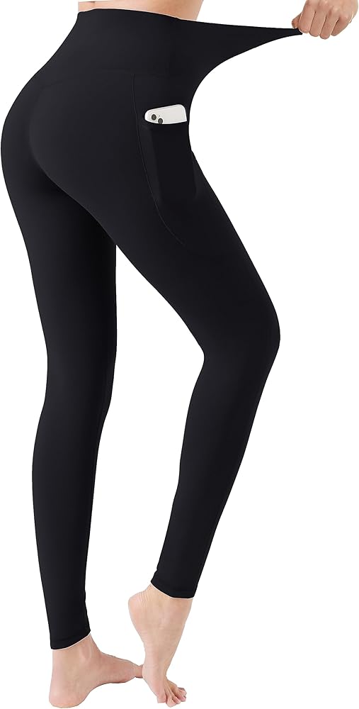 DEESPACE Yoga Leggings for Women Buttery Soft High Waist Tummy Control Yoga Pants with Pockets Workout Running Leggings