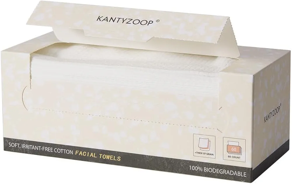 100% Biodegradable Face Towel | Disposable Makeup Removing Wipes | Ultra Soft for Sensitive Skin (1 Pack | 60CT)