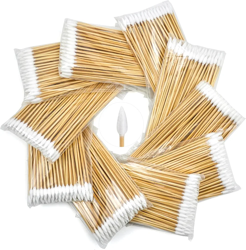 500/700/1000/200 PCS Pointed Cleaning Swabs - 6 Inch Long Cotton Swabs with Sturdy Handle - Lint Free Gun Cleaning Swabs for Precision Cleaning, Lubricating - Gun Cleaning Supplies (Qtipzify)