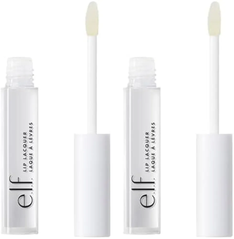e.l.f. Lip Lacquer, Moisturizing, Shiny, Non-Sticky, Long Lasting, Provides Maximum Color, Fl Oz, Clear, 0.08 oz (Pack of 2)