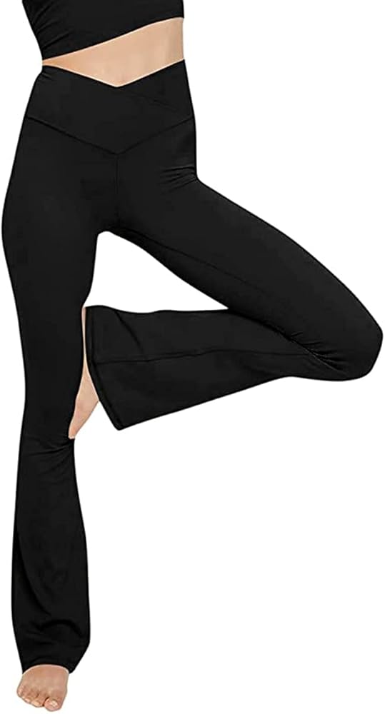 TOPYOGAS Women's Casual Bootleg Yoga Pants V Crossover High Waisted Flare Workout Pants Leggings