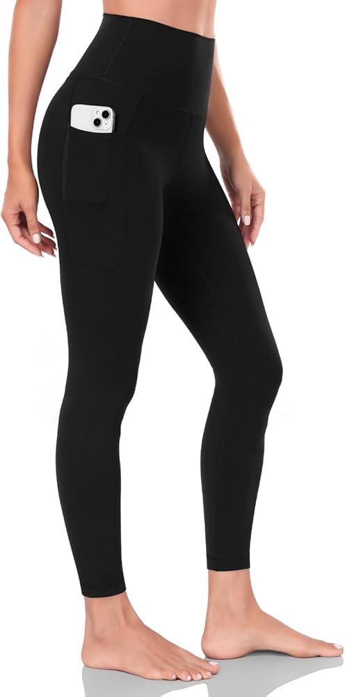 HeyNuts Workout Pro/Yoga Pro 7/8 Leggings with Side Pockets for Women, High Waisted Tummy Control Compression Pants 25''
