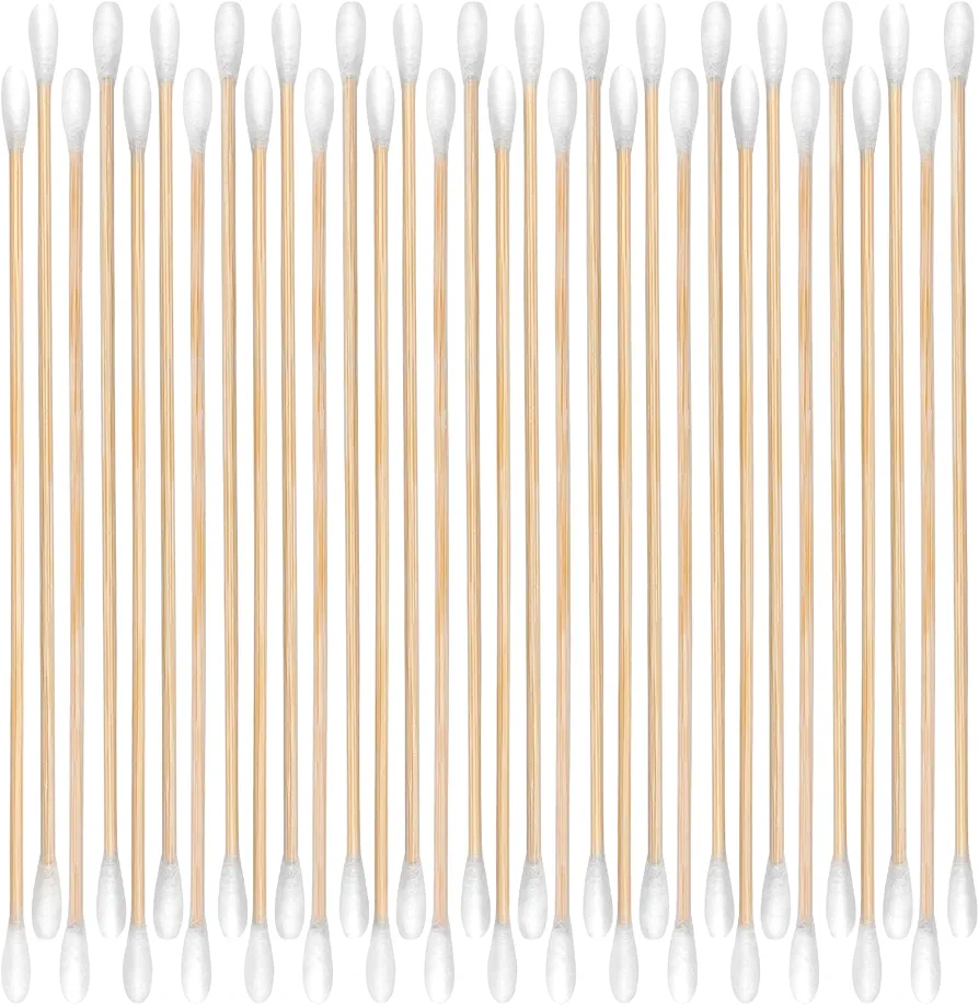 400 Tips! 200ct 6 Inch Double-Ended Long Cotton Swabs with Strong Bamboo Sticks and Double Round Tipped Applicators for Cleaning, Makeup, Gun Care, and Pet Grooming
