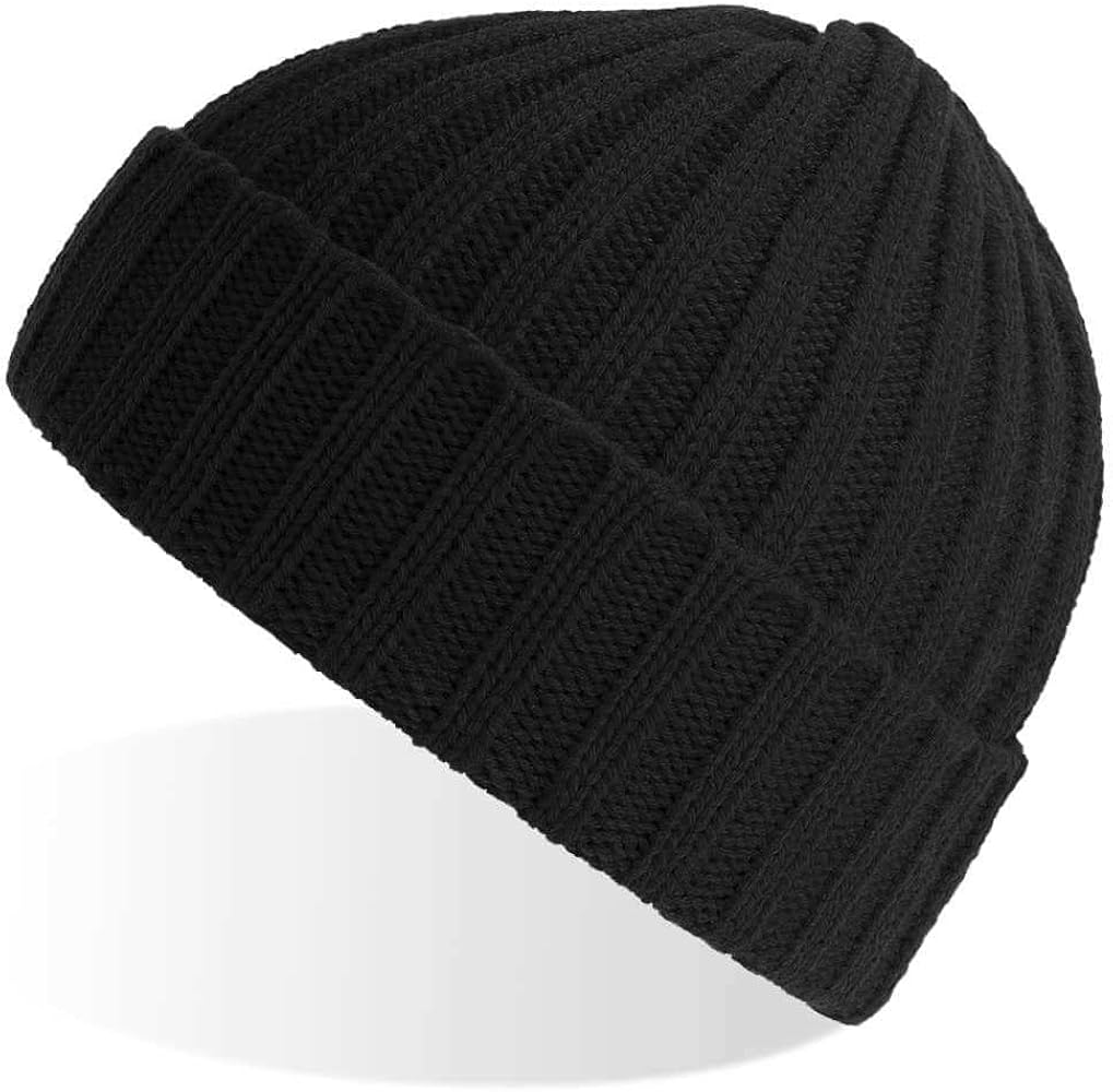 Sustainable Cable Knit, Winter Skull Beanies for Men & Women, Unisex Daily Cuffed Plain Knit Hat