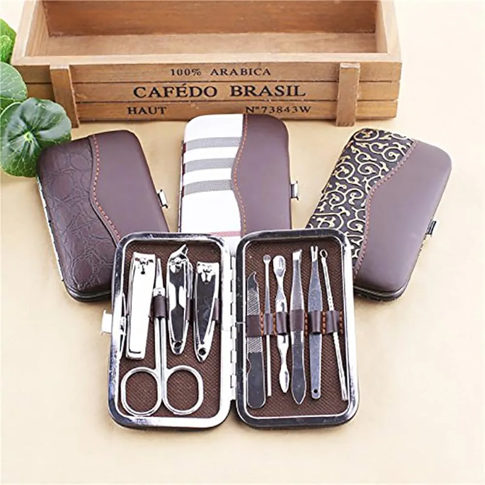 7in1 Manicure Set Personal Care Nail Clipper set Kit Manicure Professional Manicure Pedicure Set Mens Accessories Personal Care Set Nail Grooming Kit Present for Men Husband Parent (Black white plaid)