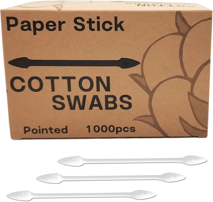 Pointed Tip Cotton Swabs,1000 count Cotton Buds,Double Precision Tips with Paper Stick for Personal Care and Makeup