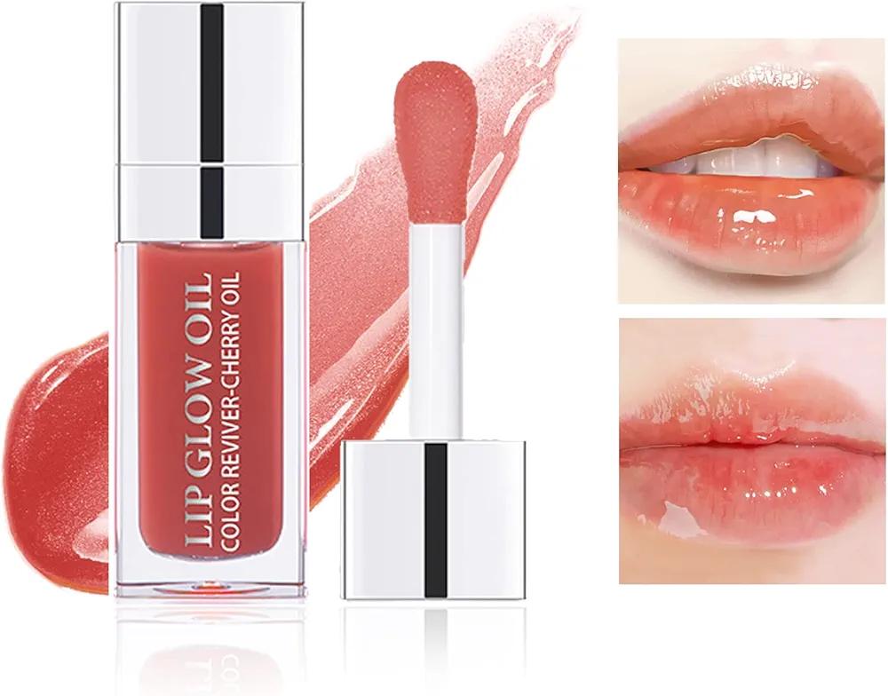 Hydrating Lip Glow Oil Plumping Lip Oil Gloss Moisturizing Transparent Lip Balm Non-Sticky Long Lasting Hydrating Lip Oil Lip Stain Tinted - 012 Rose Bean Paste Pink