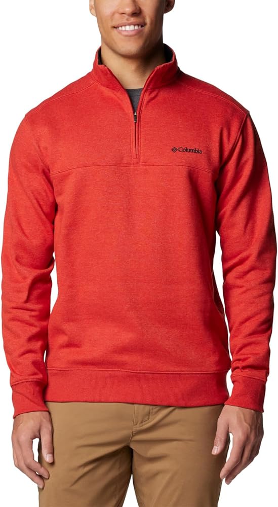 Columbia Men's Hart Mountain II Half Zip, Sail Red Heather, Large