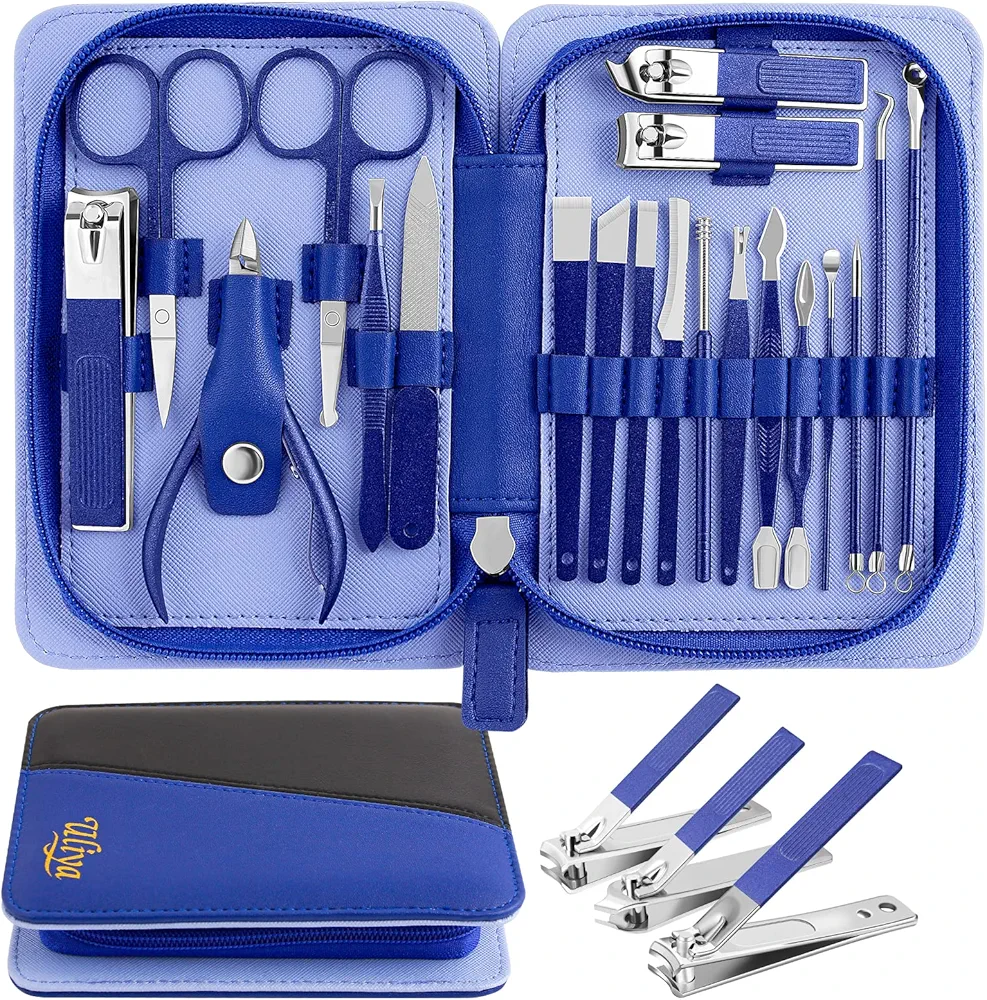 Manicure Set Professional Nail Clippers Kit Pedicure Care Tools- Stainless Steel Grooming Kit 20Pcs for Travel or Home