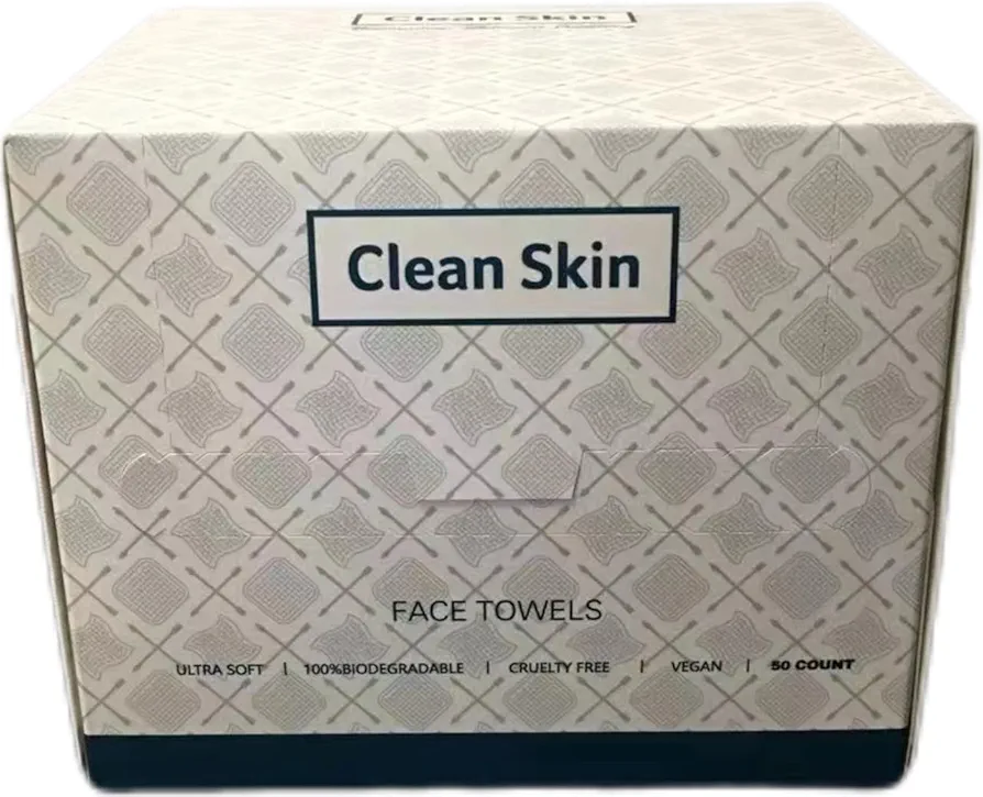 Clean Skin Disposable Face Towel | Soft Cotton Face Wipes | Dry Wipes Facial Cloths Towelettes for Washing and Drying | Facial Tissue for Skincare | Makeup Remover and Cleansing 50 Count (1 Pack)