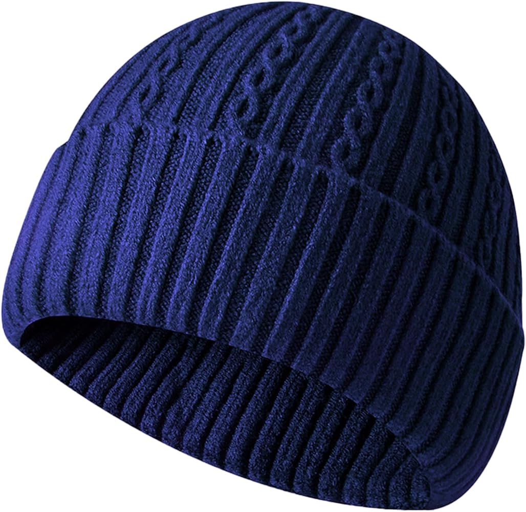 Cuffed Beanie Hats for Men Women, Warm Thick Windproof Unisex Soft Stretchy Classic Knit Beanie Cap for Autumn Winter