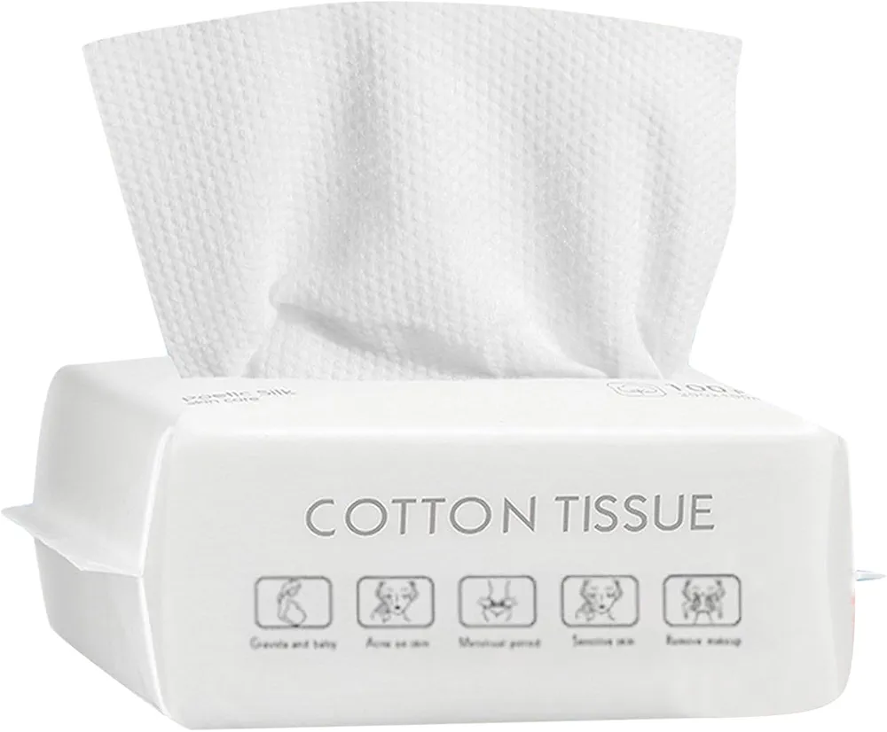 Disposable Face Towel Face Cloths for Washing Soft Dry Wipes Facial Cloths Towelettes for Washing and Drying, 50/100 Count Facial Tissue for Cleansing, and Makeup Remover (Beige, 100Count)