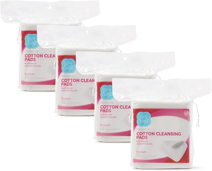 Premium Jumbo Cotton Cleansing Pads, 100% Pure Cotton, Large 3.5â€? x 4.5â€? Cotton Pads (200 Count)