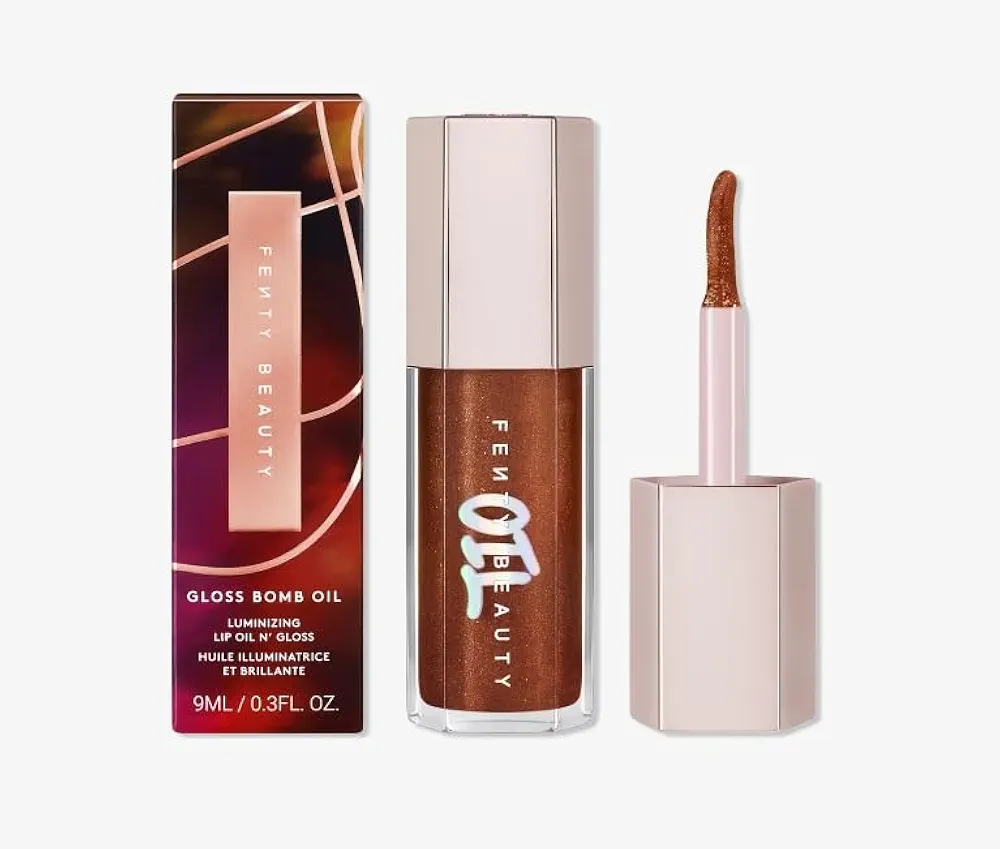 FENTY BEAUTY by Rihanna Gloss Bomb Oil Luminizing Lip Oil 'N Gloss - 0.3 oz / 9 mL (Coppa Cookie (copper), standard)