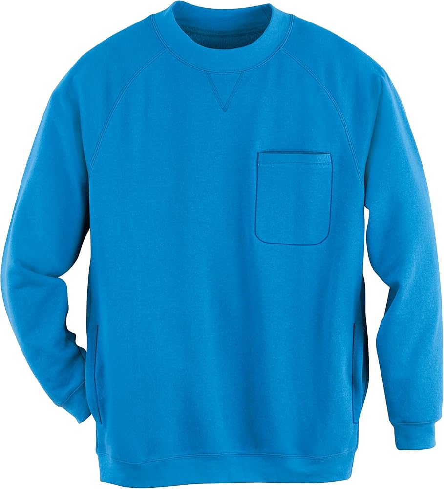 Collections Etc Men's Chest Pocket Comfortable Crewneck Sweatshirt