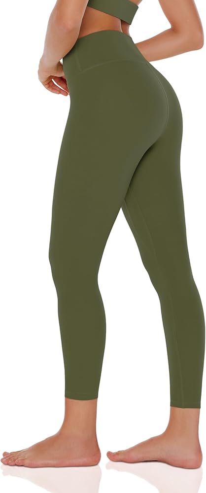 Womens Yoga Leggings Workout Tights Pants 25"/28" High Waisted No Front Seam Tummy Control Cream Feeling