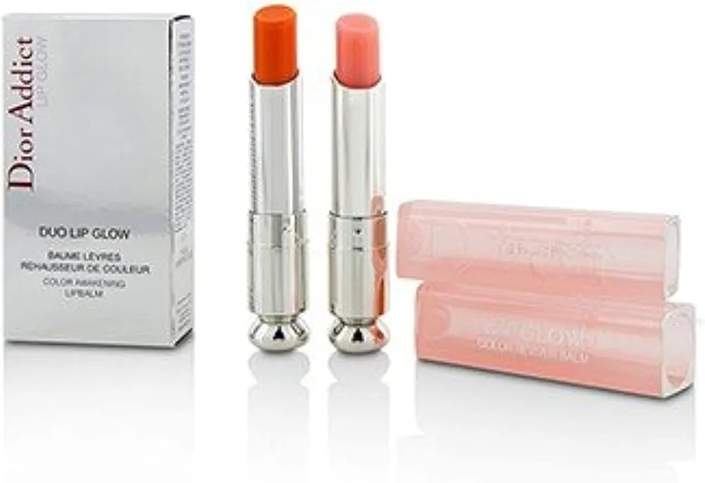 Christian Dior Addict Duo Lip Glow Set (No. 001 Pink + No. 004 Coral) 2 X 0.12 Ounce
