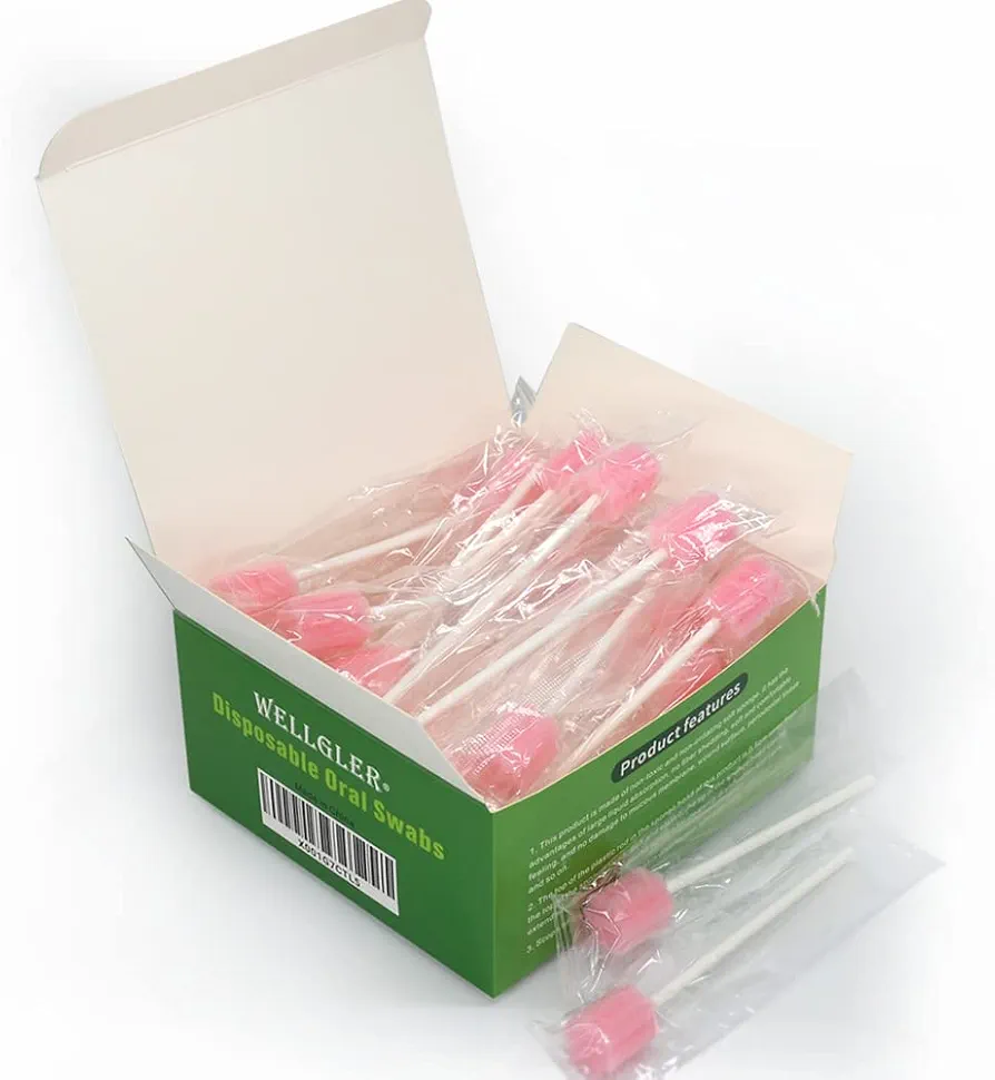 Oral Care Swabs Disposable ，Pink 50 Counts