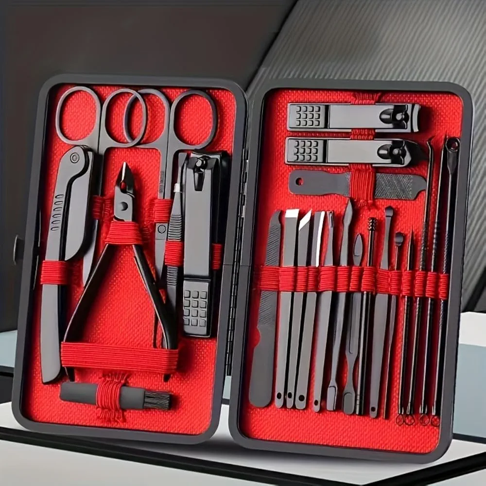 Manicure Set, Personal Care Nail Clipper Kit, Manicure 10 In 1 Professional Pedicure Set Mens Accessories Grooming Kit Fathers Gift for Men Husband Boyfriend Parent (24 Pcs Set)