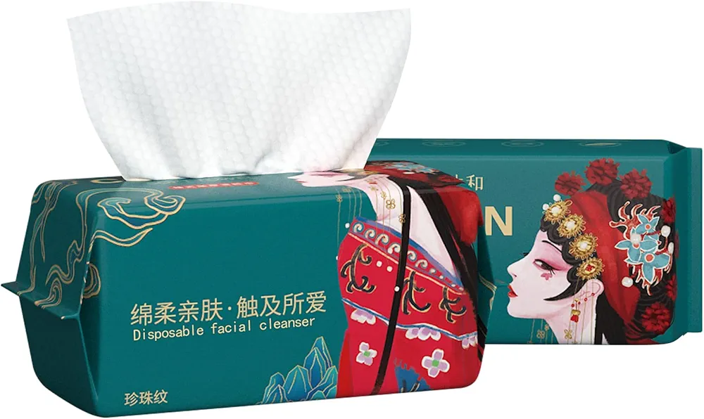 2 Pack-200 Count Disposable Face Towel,100% Cotton Facial Tissues,Biodegradable Face Towels for Adults and Baby,Lint-free Cotton Dry Wipes Multi-Purpose for Sensitive Skin, Surface Cleaning