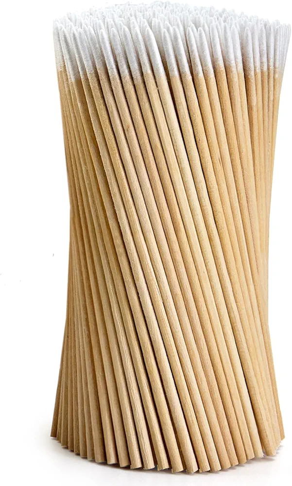 200Pcs Pointed Cotton Swabs - Precision Microblading Cotton Swabs with Wooden Sticks, 4 Inch Cotton Swabs for Makeup, Cleaning Nail Polish, Eyebrow, Tattoo Permanent Supplies, Craft