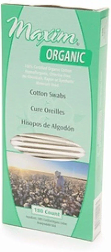 Maxim Hygiene Products Organic Cotton Swabs 180 ea (Pack of 9)