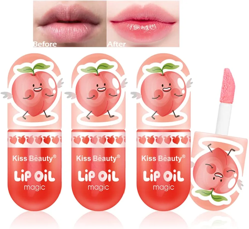 3Packs Hydrating Lip Oil Temperature Color Changing Lip Oil Plumping Lip Gloss Moisturizing Lip Oil Tinted for Lip Care and Dry Lip (#3)