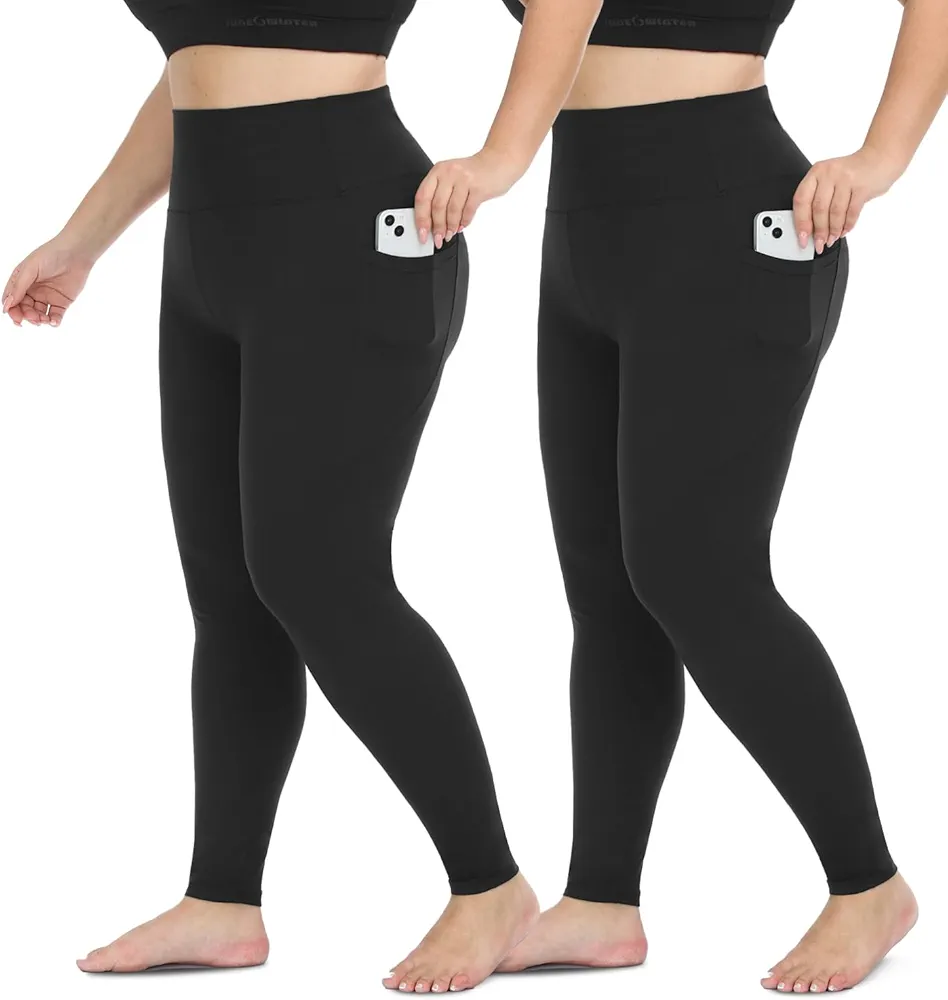 Hi Clasmix Plus Size Leggings for Women 1X-4X-High Waisted Tummy Control Non See Through Super Soft Black Leggings Yoga Pants