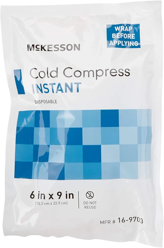 McKesson Cold Compress Instant Ice Pack [24 Pack] Disposable, Ice Packs for Injuries and Pain Relief, 6 in x 9 in