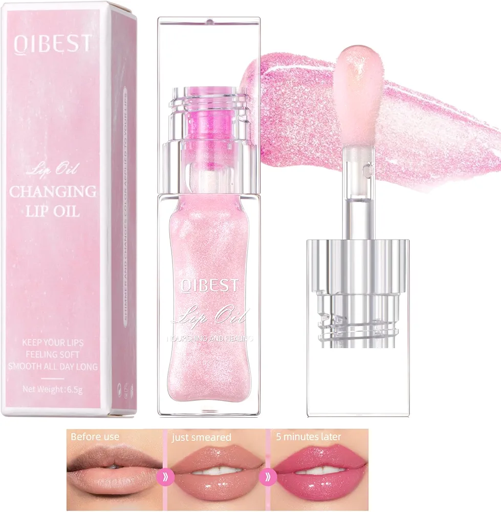 Petansy Magic Color Changing Lip Oil V2 Shimmery Glitter Lip Gloss Set High Shine Lip Glow Long Lasting Moisturizing Syrupy Gloss