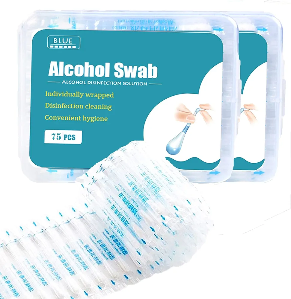 100+50 ps Alcohol Swabs Cotton Q Tips Individually Wrapped Disposable Swabsticks Sanitary First Aid Kit Safety for Women Men