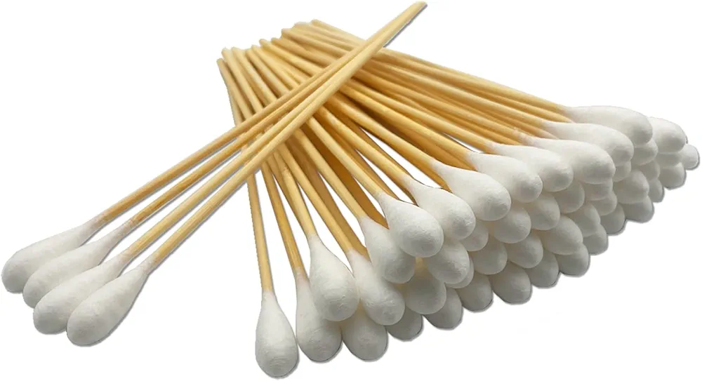 6 Inch Long Large Size Cotton Swabs 100PCS,Bamboo Sticks & Highly Absorbent Tipped Applicators for Pet Care