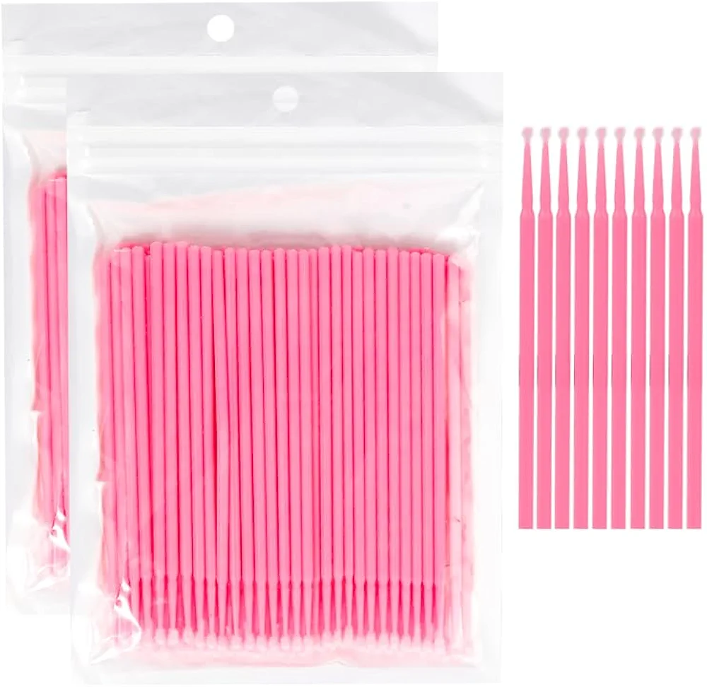 500 Cotton Swabs, Disposable Micro Applicators Brush for Makeup and Personal Care, Micro Swabs for Eyelash Extensions, Lipstick, and Precision Makeup Application (Head Diameter: 2mm)