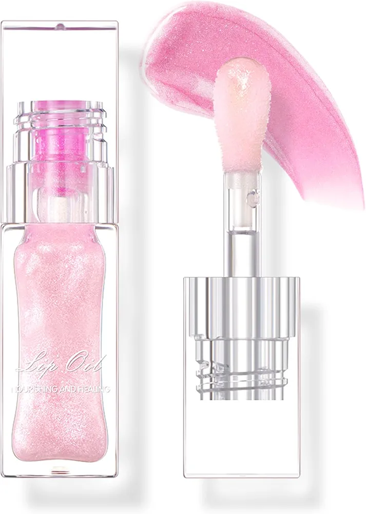 CAHIUYOA Magic Color Changing Lip Oil Hydrating Plumping Lip Oil Tinted Lip Gloss Lip Balm Shimmer Non-sticky Lip Glow Oil Transparent Lip Care